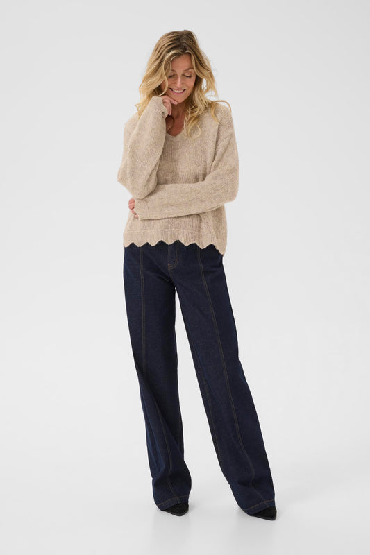 CHANDAIL COL V - CREAM - 10614326