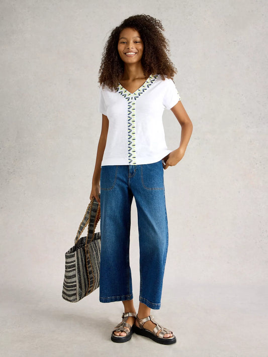 T-SHIRT COL V - WHITE STUFF - 443713