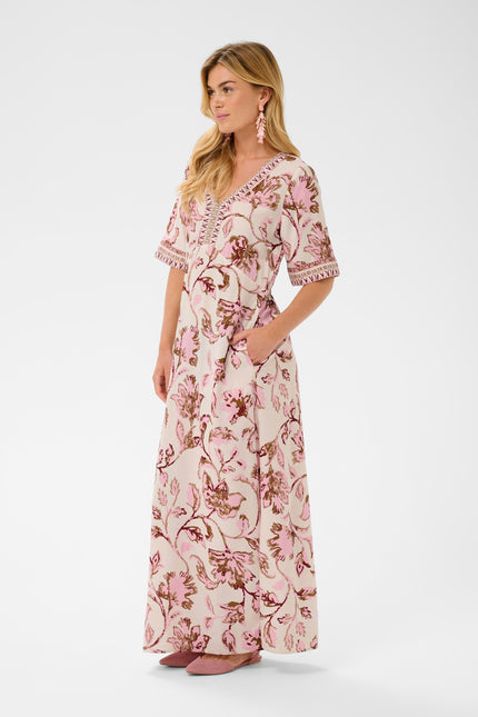 ROBE LONGUE IMPRIME PINK FLOWER - CREAM - 10614884