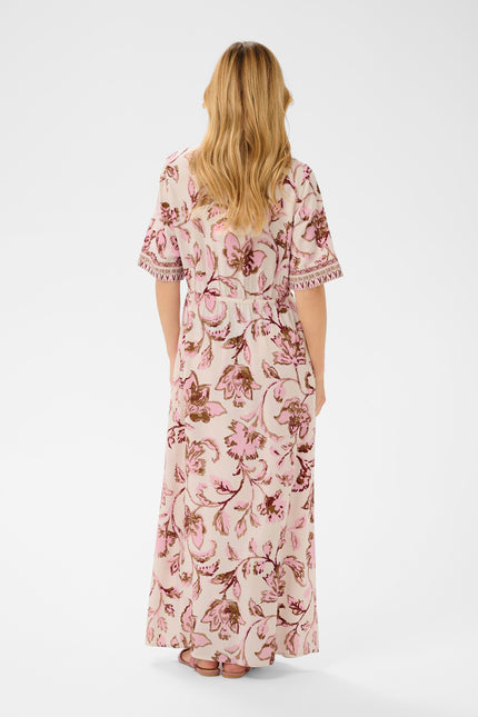 ROBE LONGUE IMPRIME PINK FLOWER - CREAM - 10614884