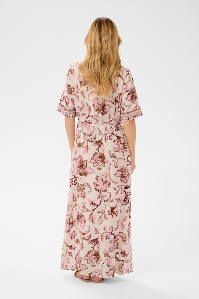 ROBE LONGUE IMPRIME PINK FLOWER - CREAM - 10614884